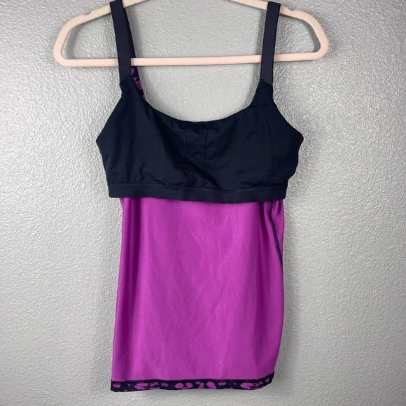 Lululemon Barre None Tank Sz 6 Mini Cherry Cheetah Ultra Violet Navy Blue Preppy - Picture 6 of 9